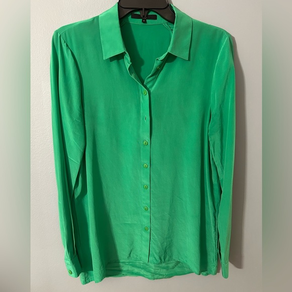 Tibi 100% Silk Summer Green Button Down - Picture 2 of 5
